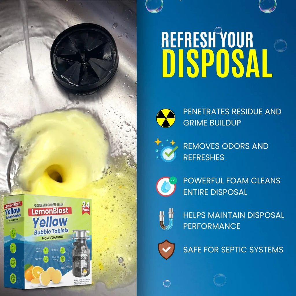LemonBlast Yellow Bubble Tablets – Odor Eliminator + Blockage Remover BUY 1 GET 1 FREE