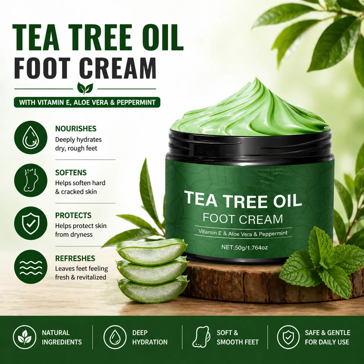 BUY 1 GET 1 FREE Cracked Heel Cream – Aloe Vera & Tea Tree
