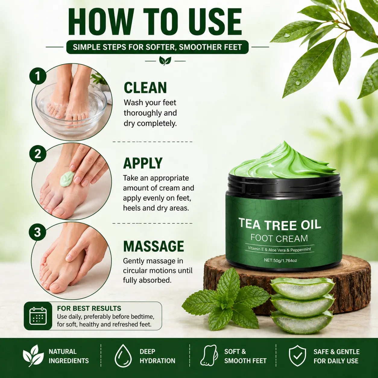 BUY 1 GET 1 FREE Cracked Heel Cream – Aloe Vera & Tea Tree