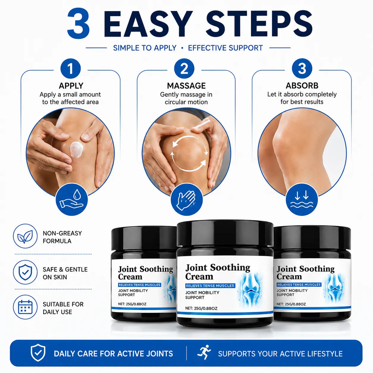 PACK OF 3 Joint Relief Cream – Back, Shoulder & Knee Support