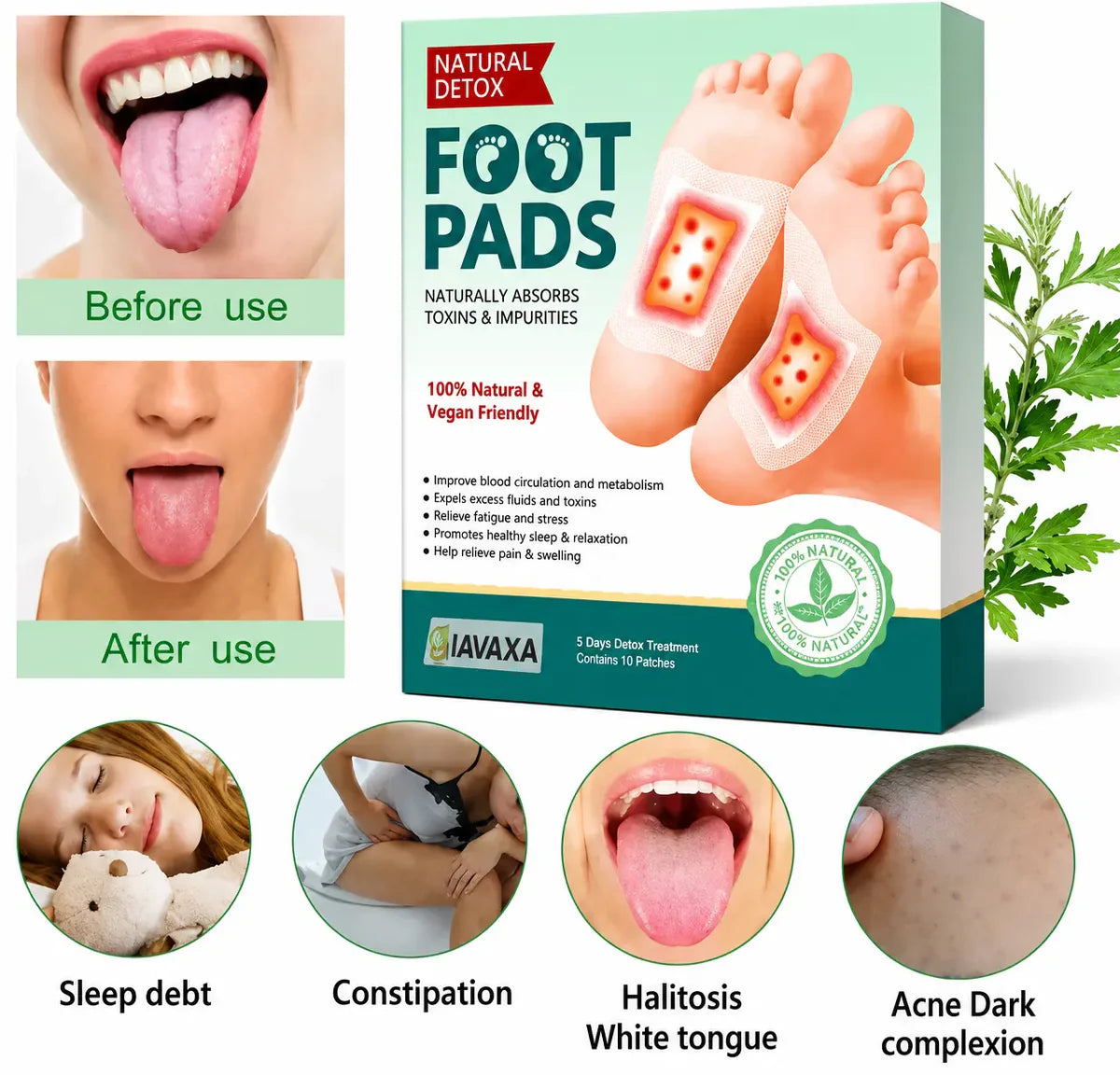100% Herbal & Gentle Detox Foot Patches (Buy 1 Get 1 Free)