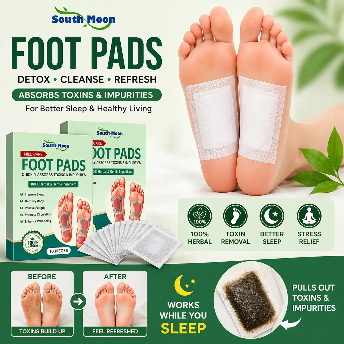 100% Herbal & Gentle Detox Foot Patches (Buy 1 Get 1 Free)
