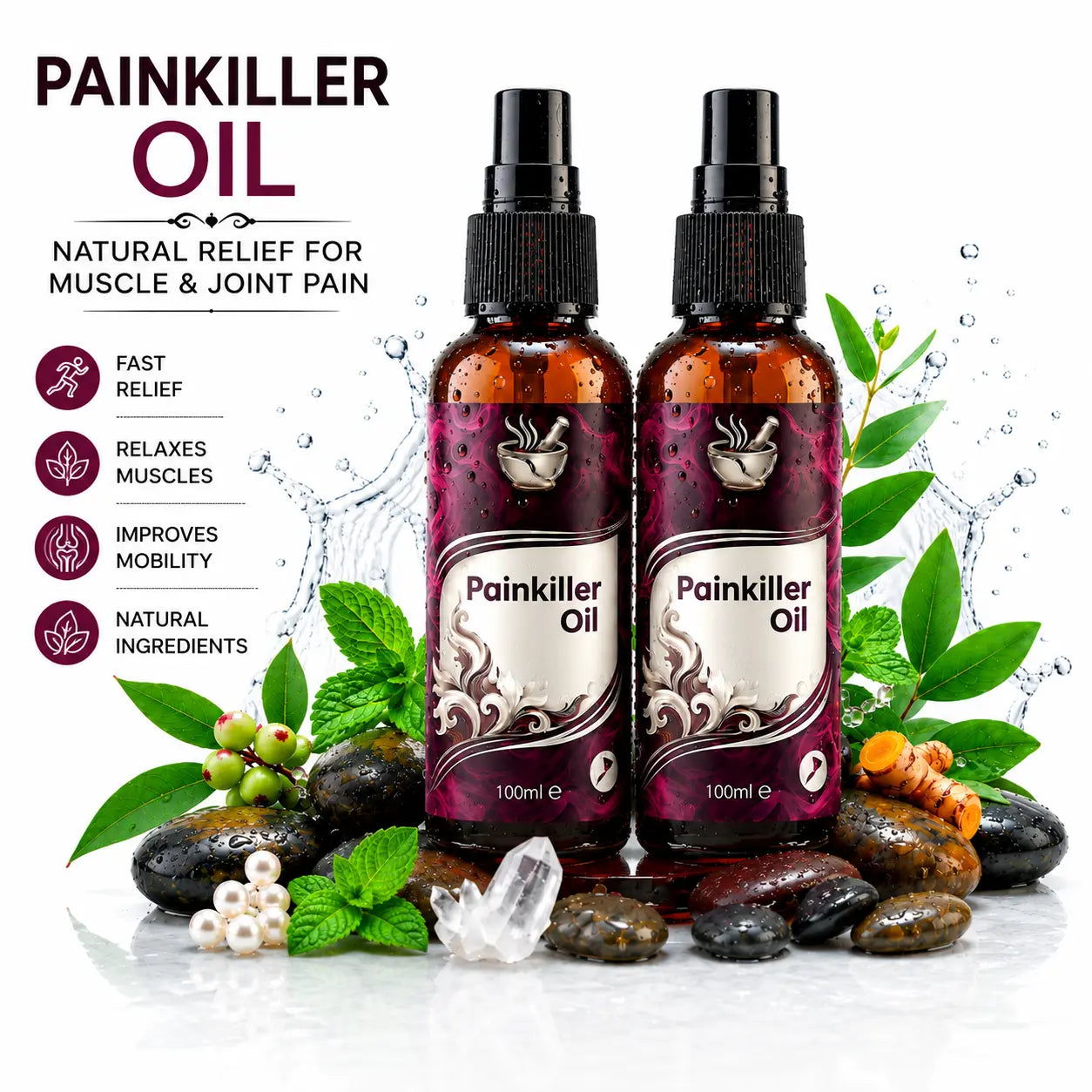 PACK OF 2 Pain Relief Massage Oil – Joint & Back Comfort