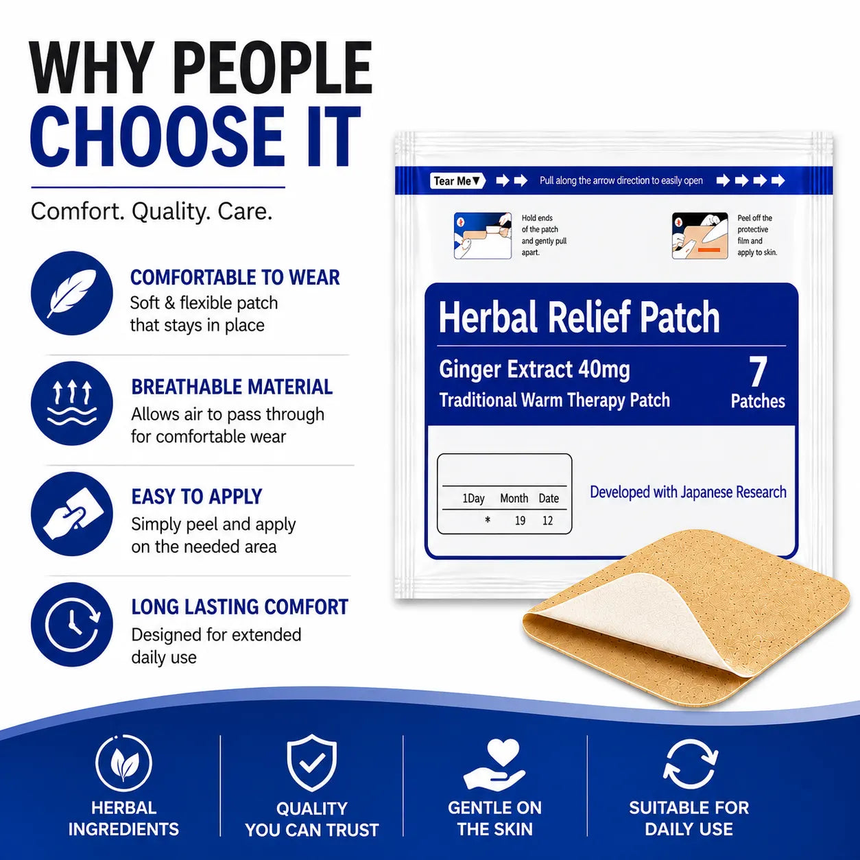 Herbal Pain Relief Patches – Knee, Back & Muscle Support