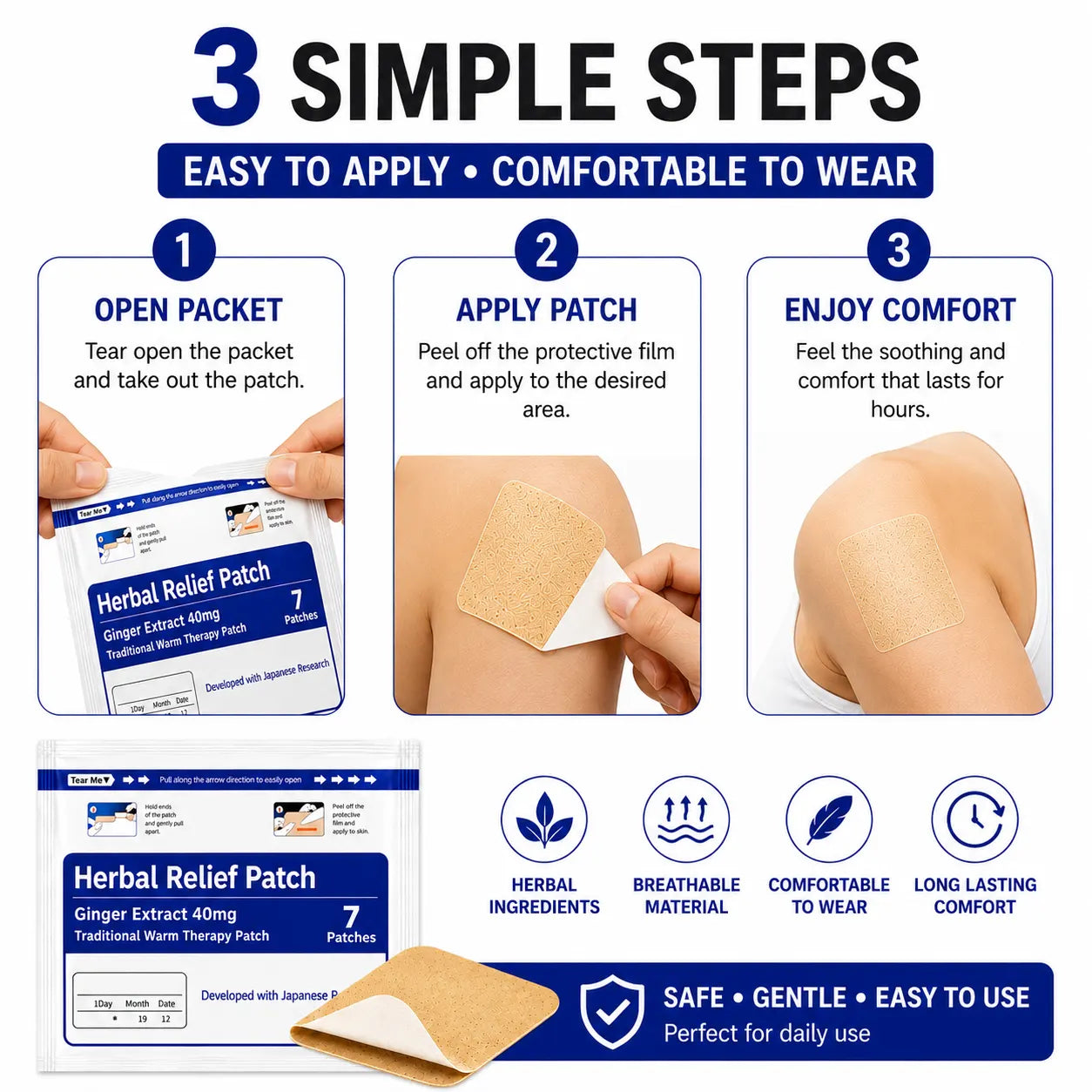 Herbal Pain Relief Patches – Knee, Back & Muscle Support