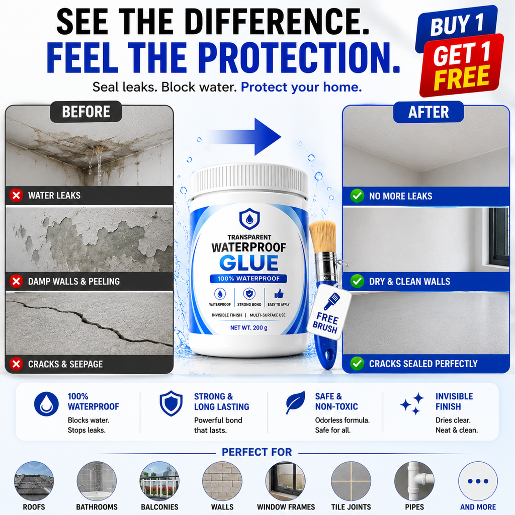 Transparent Waterproof Glue (Buy 1 Get 1 Free) + Free Brush