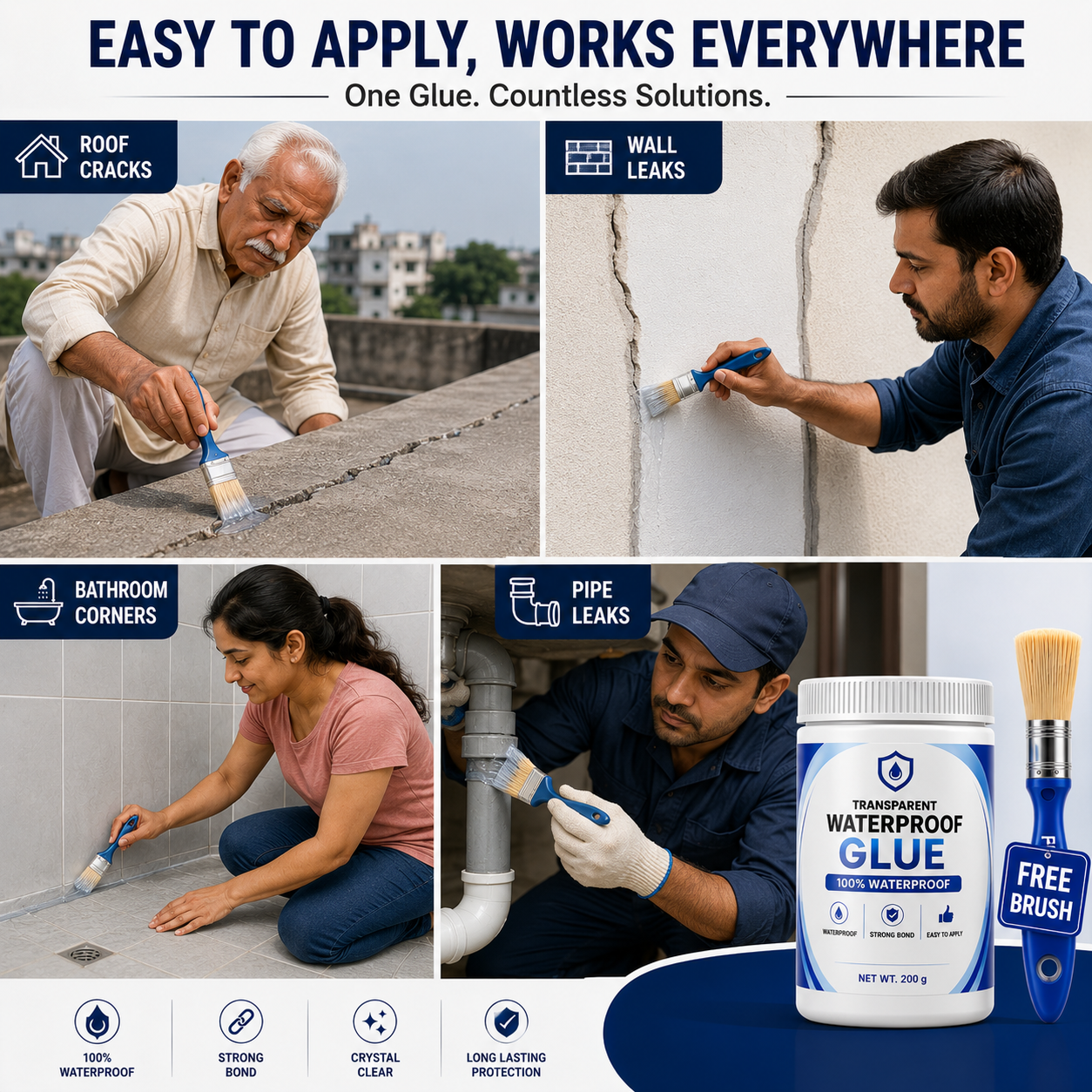 Transparent Waterproof Glue (Buy 1 Get 1 Free) + Free Brush